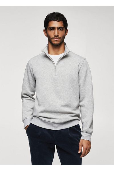 MANGO Man Baumwoll-Sweatshirt mit Reißverschlusskragen