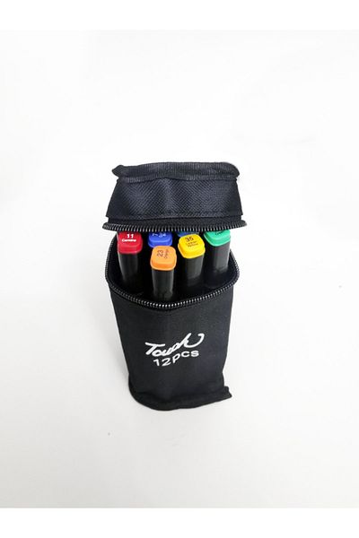 ACUTO Marker Set of 12 Portable Marker Set with Bag 12 Colors Double Sided Marker Pen Set