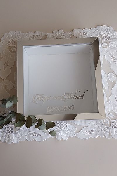 Verda Çerçeve 25x25 cm argintiu cadru de memorie adâncă - cadru de memorie adâncime de 6 cm cutie de trandafiri