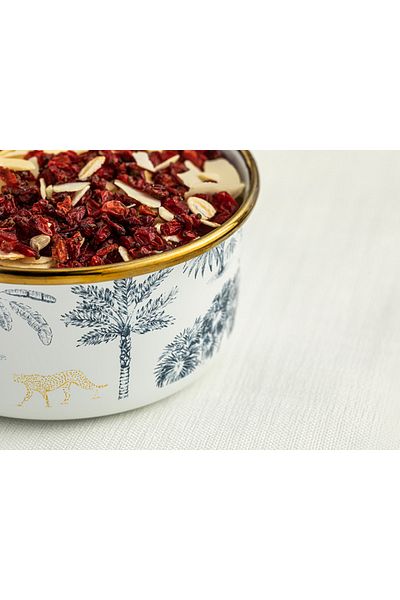 English Home Toile Botanical Enamel Bowl 12 Cm Dark Blue-white