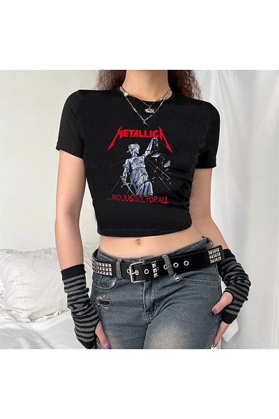 Touz Rock Series Metallica And Justice For All Black Crop