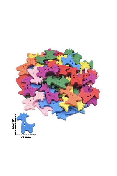 OzanTuhafiye Wooden Colored GIRAFFE Button 50 Pieces