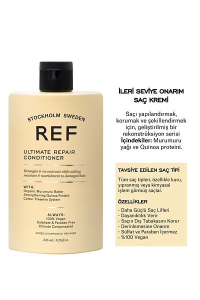 REF STOCKHOLM Ultimate Repair Conditioner 245 Ml Repairing, Nourishing and Strengthening Care Cream for Damaged Hair
