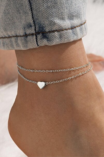 TakıConcept 2'li Rodyum Kaplama Kalpli Jamalo Halhal Seti