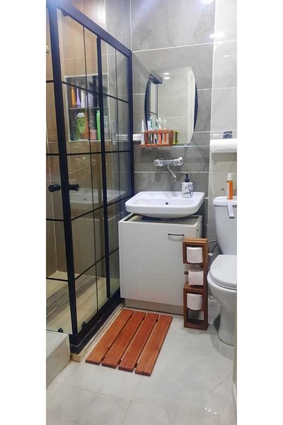 OverPazar Covoraș de baie din lemn Covoraș de duș Covoraș de baie decorativ Covoraș de baie solid 60*38 Cm