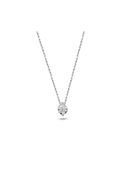 Lilarote Pırlanta Tektaşlı Lazerli Pırlanta Kolye