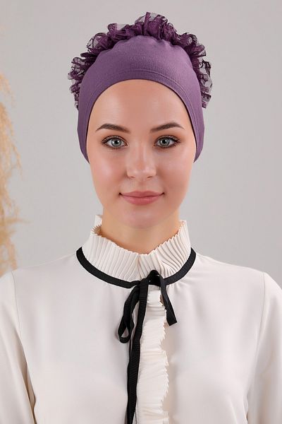 Melodi Scarf Hijab Frilly Bonnet Purple