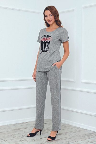 BESKAR Σετ πιτζάμες Bella Notte A Quality Grey Cotton 30119