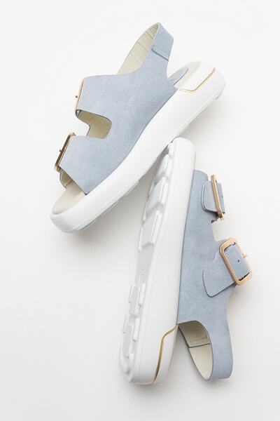 LuviShoes Baby Blue Suede Genuine Leather Women's Sandals