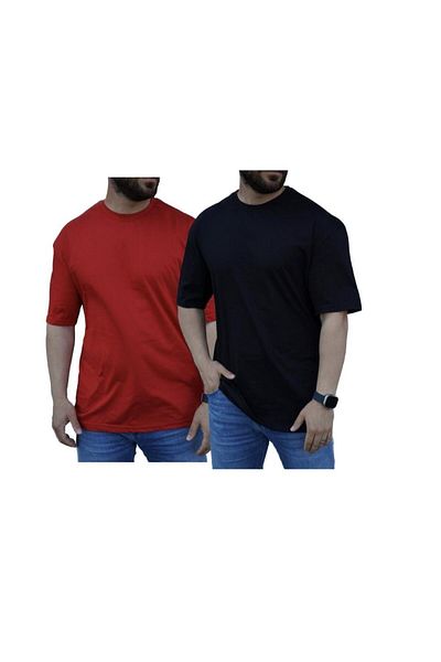 FATELLA MEN'S 2-PACK COMFORTABLE SHORT SLEEVE BASIC CREW COLLAR OVERSIZE T-SHIRT