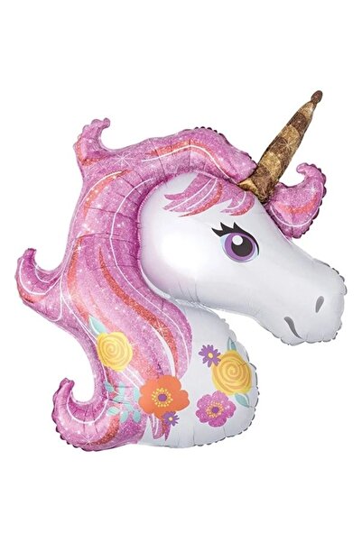 aşkın concept Çiçekli Unicorn Folyo Balon Pembe 1 Adet