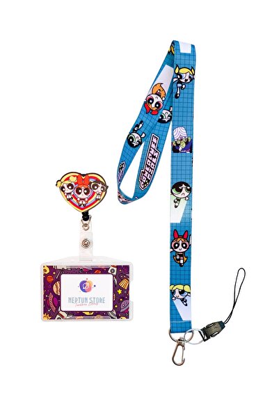 neptünstore Powerpuff Girls PPG Set de 3 șnur pentru gât și curea pentru telefon + suport pentru card pentru guler Yoyo