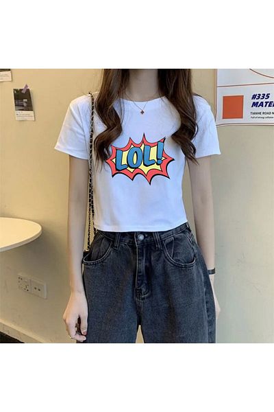 Touz White Crop - Blunt Blunt LoL Printed