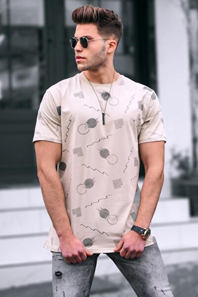 Madmext Μπλουζάκι με στάμπα μπεζ Oversize 5392