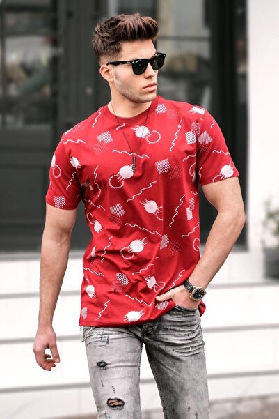 Madmext Claret Red Oversize T-shirt 5392 - Τυπωμένο