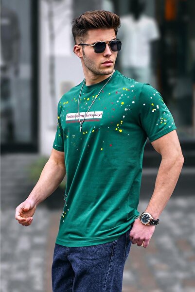 Madmext Tricou verde cu imprimeu pentru bărbați 5814