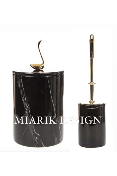 MIARIK DESIGN & DEKORASYON Dekoratif mermer çöp kovası ve tuvalet fırçası