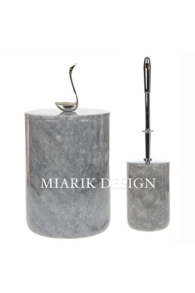 MIARIK DESIGN & DEKORASYON DEKORATİF MERMER ÇÖP KOVASI VE TUVALET FIRÇASI