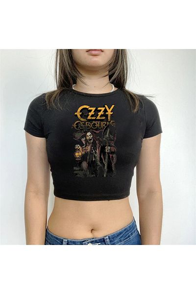 Touz Rock Series Hard Rock Slayer Printed Black Crop