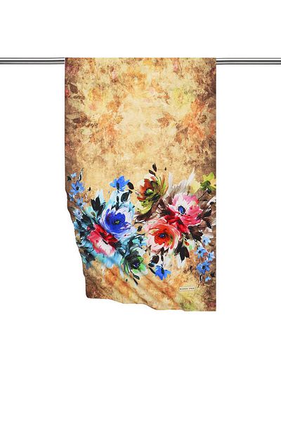 Bursa İpek Yellow Flower Silky Scarf