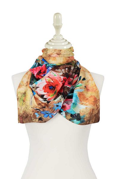Bursa İpek Yellow Flower Silky Scarf
