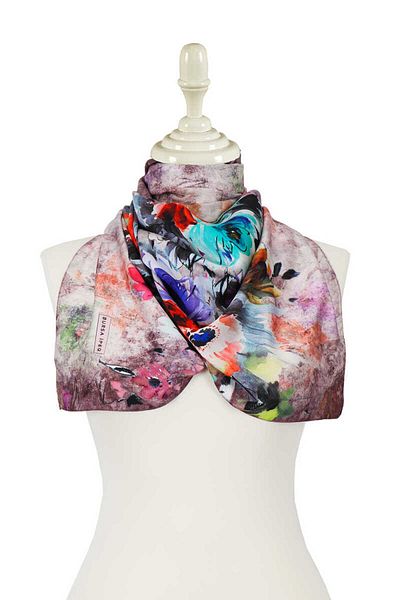 Bursa İpek Plum Flower Silky Scarf