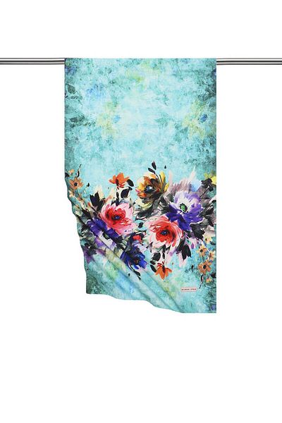Bursa İpek Water Green Flower Silky Scarf
