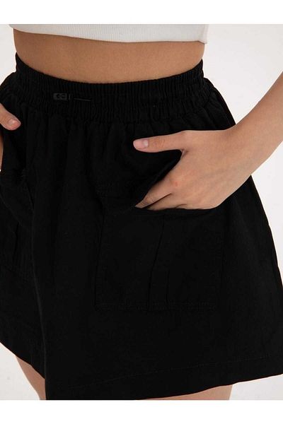 Touz Y2K Parachute Fabric Cargo Pocket Detail Elastic Waist Skirt