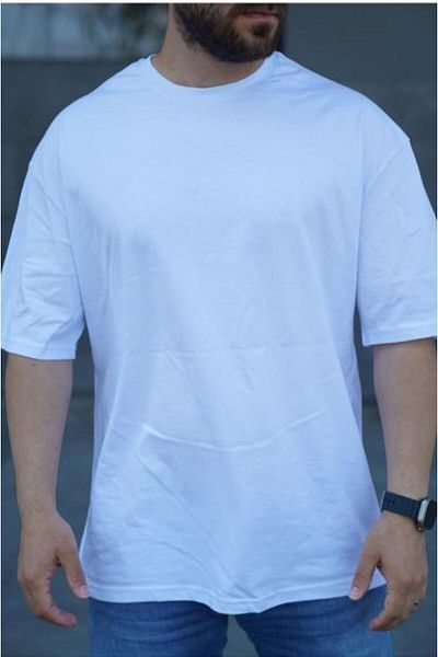 FATELLA MEN'S COMFORTABLE FIT SHORT SLEEVE BASIC CREW COLLAR OVERSIZE T-SHIRT