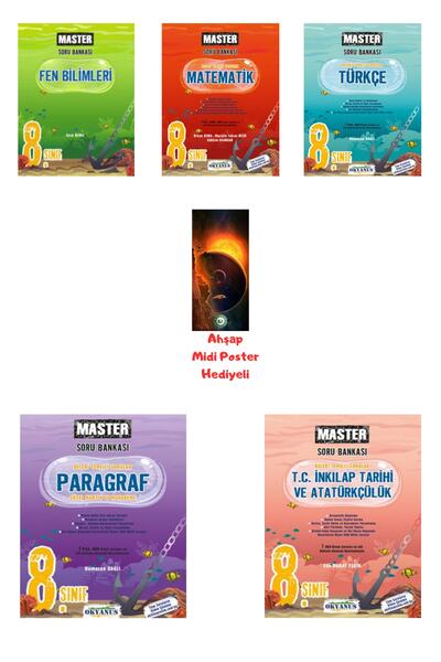 Okyanus Yayınları 8.Sınıf Master Matematik+Fen Bil.+Türkçe+İnkılap+Paragraf S...
