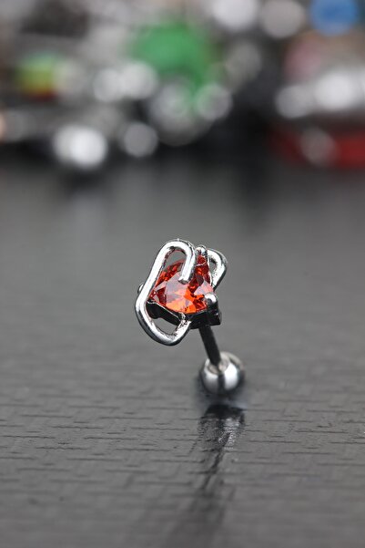 depozoom Yeni Sezon 0.8 MM BAR 316L Çelik Tragus Helix Flat Zirkon Taş Küpe P...