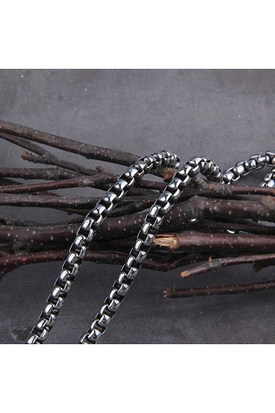 Viking Square Chain 3.5mm Men's 316L Stainless & Tarnish Resistant High Polishing Steel Necklace - Medium Thickness