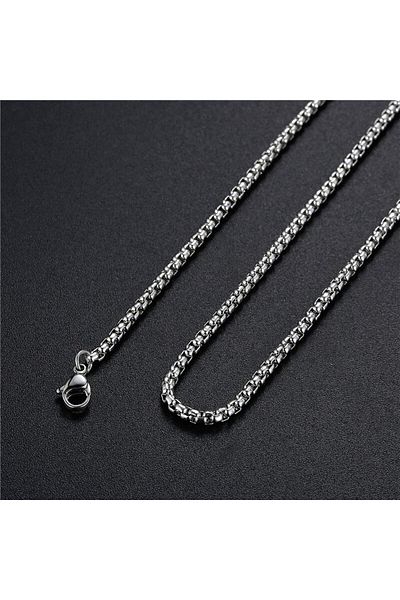 Viking Square Chain 2.5mm Unisex 316L Stainless & Tarnish Resistant High Polishing Steel Necklace - Thin Thickness