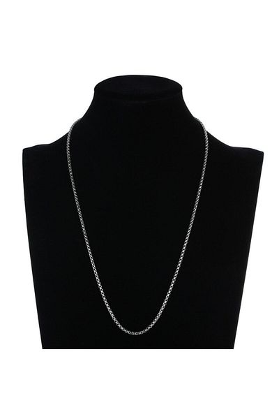 Viking Square Chain 2.5mm Unisex 316L Stainless & Tarnish Resistant High Polishing Steel Necklace - Thin Thickness