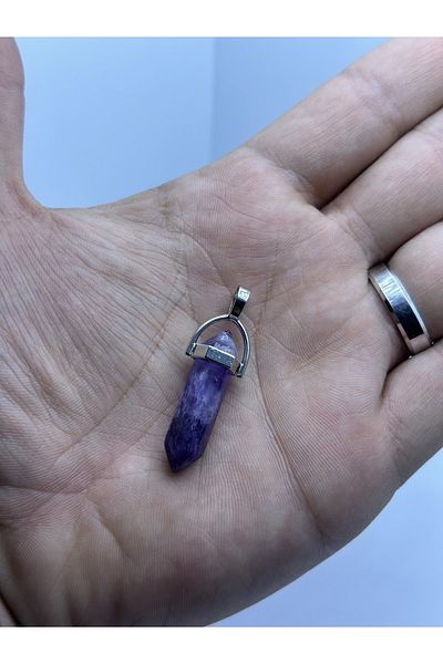 grs oyuncak Natural Amethyst Stone Nail and Heart Model Necklace