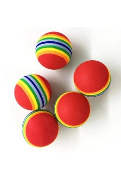 TİNEKE 4.2 cm Colorful Rainbow Cat Dog Play Ball - 2 Pieces