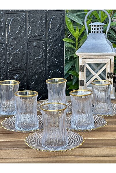 Hediye Köşkü 6 Kişilik Elysia Lüks Cam Çay Seti