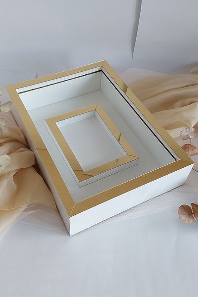 Verda Çerçeve 25x35 Cm Design de model Cutie de trandafiri Rama de memorie cu zonă foto alb-aurie! Cadru model nou!