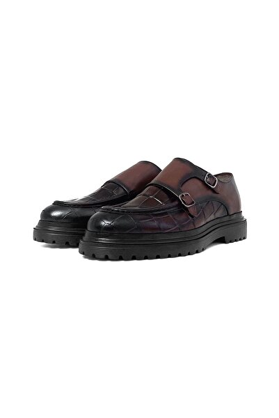 NAZEF SPECIAL PRODUCTION CROCOTE LEATHER SHOES WITH DOUBLE BUckle DETAILED