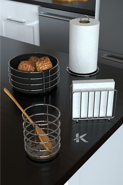 KARTEYA Service Presentation Set and Bread Dish Set Napkin Holder Roll Towel Holder Spoon Holder Bread Dish - Set of 4