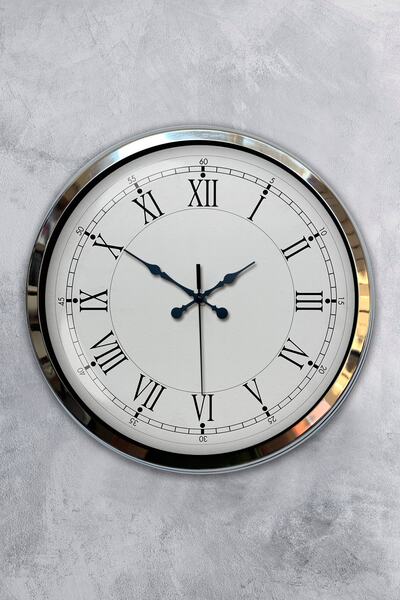 Genel Markalar Hediyelik Ofis Odası 40 Cm Krom Metal Roma Rakamlı Duvar Saati