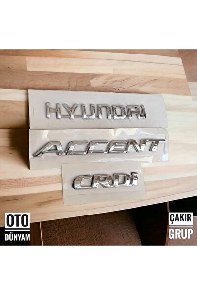 Genel Markalar Hyundai Accent Crdi Amblem Logo Bagaj Yazısı Seti Blue Kasa Iç...