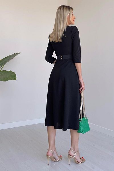 vuvutasarım New Season Crepe ύφασμα με ζώνη κοντό μανίκι γιακάς μίντι γυναικείο φόρεμα 075