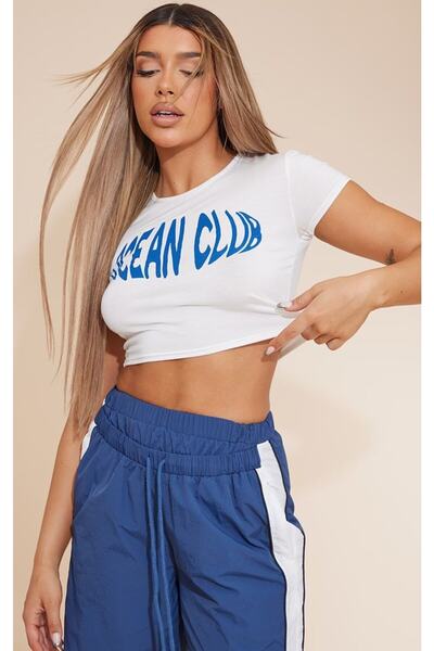 Jose Clothing Γυναικεία λευκή εμπριμέ κοντομάνικη μπλούζα