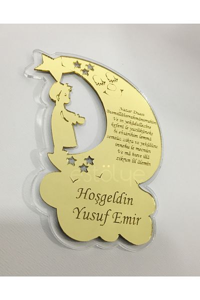 estölye Baby Boy Evil Eye Prayer Magnet 25 Pieces Transparent Gold Plexiglass G2F2012161R6