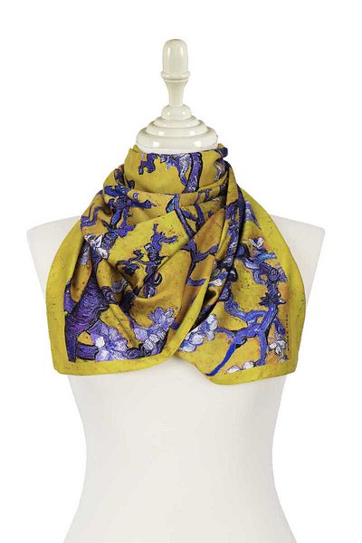 Bursa İpek Oil Green Almond Flower Silky Scarf
