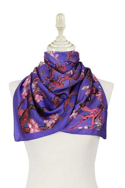 Bursa İpek Lilac Almond Flower Silky Scarf