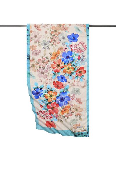 Bursa İpek Green Floral Silky Scarf
