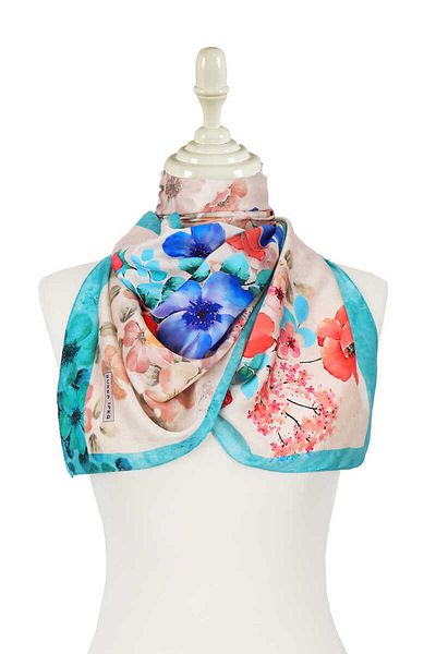 Bursa İpek Green Floral Silky Scarf