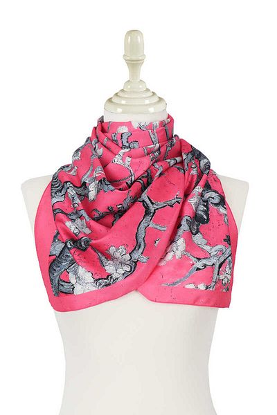 Bursa İpek Fuchsia Almond Flower Silky Scarf